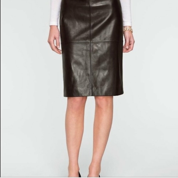 Talbots Dresses & Skirts - Talbots Black Leather Pencil Skirt, Fully Lined, Size 20W
